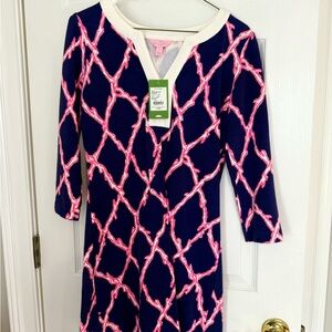 Lilly Pulitzer Navy Blue & Hot Pink Chain-Print Swim Coverup